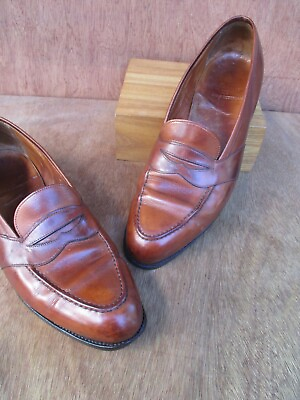 #ad Edward Green authentic made England brown leather penny loafers 9.5B