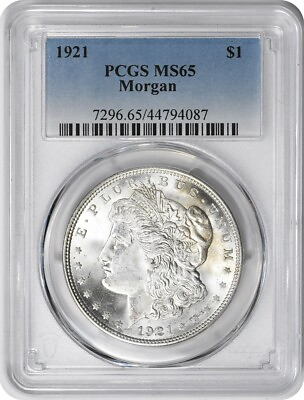 #ad 1921 Morgan Silver Dollar MS65 PCGS