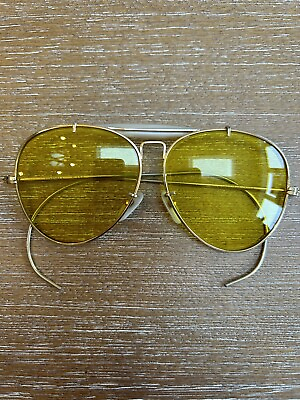 #ad Vintage Bushnell Yellow Aviator Impact Resistant Shooting Glasses Bausch amp; Lomb