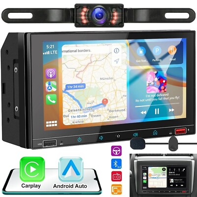 #ad 7quot; Car Radio Apple Carplay Andriod Auto Stereo Touch Screen Double 2DinCamera