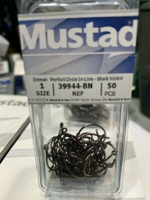 #ad MUSTAD CIRCLE HOOK 39944 BN 1 SIZE 50PACK INLINE CIRCLE HOOK POINT BENT IN