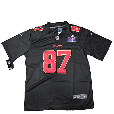 #ad Kansas Chiefs #87 Travis Kelce SUPER BOWL LVIII Patch All Stitched Black Jersey