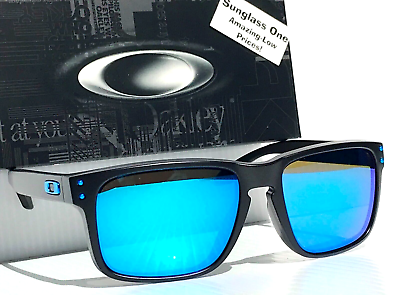 #ad NEW Oakley HOLBROOK Matte Black POLARIZED PRIZM Sapphire Lens Sunglass 9244 48