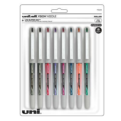 #ad uni ball uniball Vision Needle Rollerball Pens Fine Point 0.7mm Assorted Ink