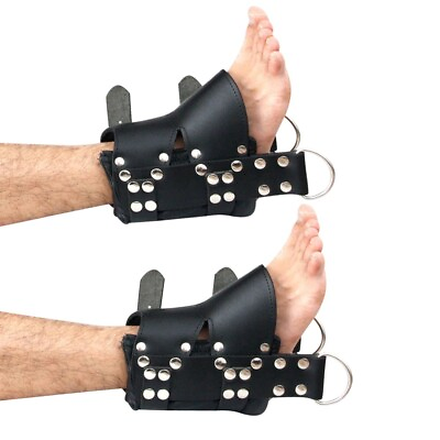 #ad Real Cow Leather Ankle Cuffs BDSM Restraints Bondage Black Lockable 02 Pieces