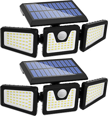 #ad 2Pack 118 LED Solar Lights Outdoor Waterproof Motion Sensor Security Lamp 3 Head