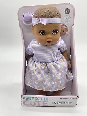 #ad Perfectly Cute Basic Baby Girl 14quot; Baby Doll Brunette and brown eyes BRAND NEW
