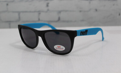 #ad Neff Basic UV Sunglasses Black and Blue Grey Lens New