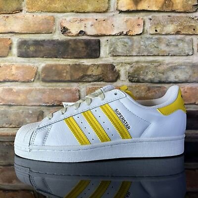 #ad Women 5.5 adidas Superstar Originals Leather White Yellow Low Top Sneaker