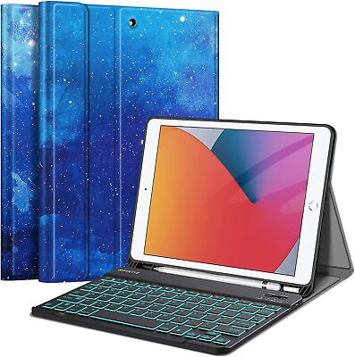 #ad 7 Color Backlight Keyboard Case for iPad 9th 8th 7th Gen Soft TPU Back Cover