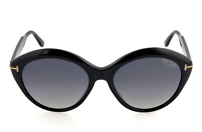 #ad TOM FORD TF763 01D Maxine 56mm Black Polarized Sunglasses Italy B *lens defect*