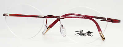 #ad SILHOUETTE 5523 CV 3040 Red Womens Oval Rimless Eyeglasses 52 19 145 B:37.1