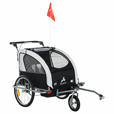 #ad 2 in 1 Child Bike Trailer for Kids 2 Seater Baby Bicycle Wagon Cargo Carrier