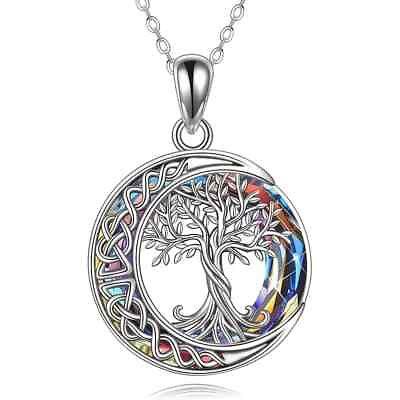 #ad Celtic Knot Moon Tree Of Life Crystal Pendant Necklace Jewelry Fashion Women New