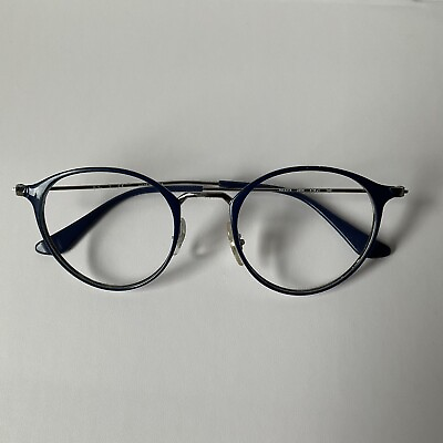 #ad Ray Ban RB6378 2906 Blue Gunmetal Round Modern Eyeglasses Frames 49 21 145