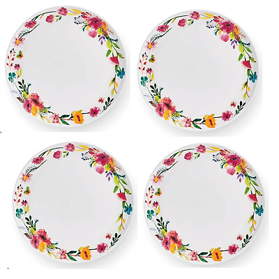 #ad 4 Mikasa KARINA DINNER Plate Floral Set of 4 Bone China 11quot; NEW w Tag