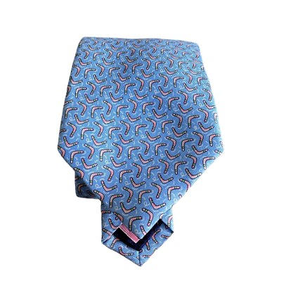 #ad Vineyard Vines Blue Pink Boomerang Mens Classic Necktie New 100% Soft Brush Silk