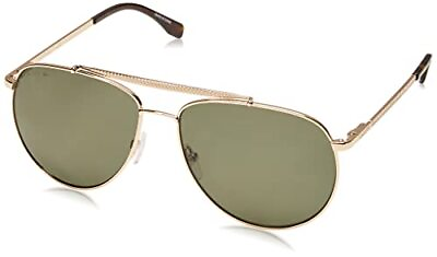 #ad Lacoste Men#x27;s L177S Aviator Sunglasses Gold Green Polarized 59 mm