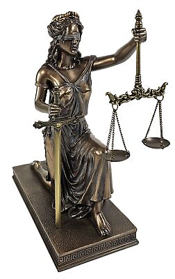 #ad 9.5quot; Blind Lady Justice Kneeling W Letter Opener Lawyer Bronze Color Desk Statue