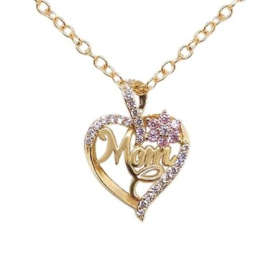 #ad Women Heart Flower MOM Rhinestone Pendant Necklace Mother#x27;s Day Gift Golden New