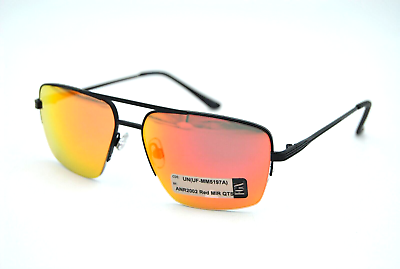 #ad FGX ANARCHY ANR 2002 RED MIR QTS Black w Red Mirror Aviator Sunglasses 100% UV