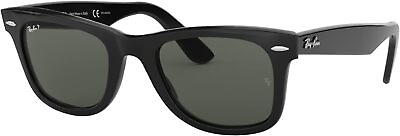 #ad Ray Ban Wayfarer Black Green Polarized Sunglasses