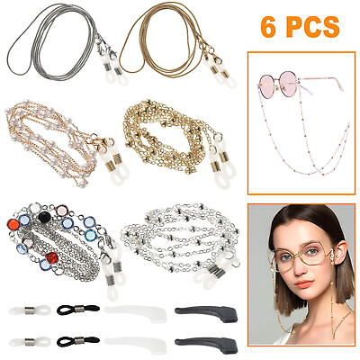 #ad 6PCS Holder Neck Eyeglass Sunglasses Chains Glasses Strap Necklace Adjustable