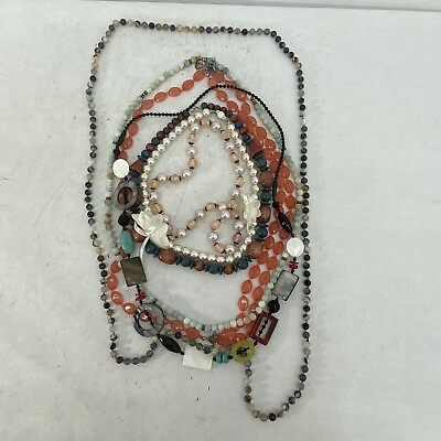 #ad Jewelry Bundle Beaded Faux Pearls Stones Multicolor Costume Necklaces Lot Pcs 6