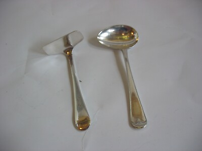 #ad Vtg silverplate child baby invalid infant medicine spoon amp; food pusher England