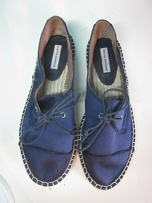 #ad Tabitha Simmons Blue Satin Espadrilles Unworn Womens 7.5 Size 38 Made in Spain