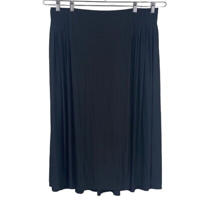 #ad J. Jill Midi Skirt Womens Size XL Black Elastic Smocked Waist Pleated Straight