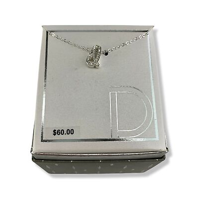 #ad Silver Plated CZ Initial “D” Pendant Necklace New