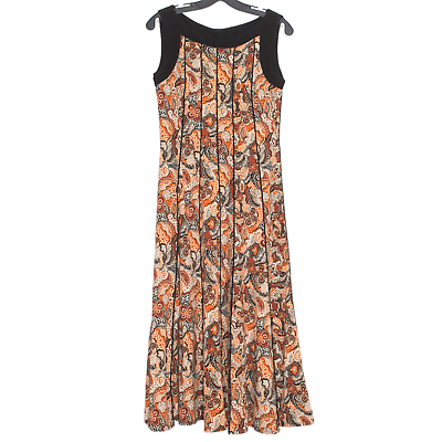 #ad Perceptions Womens Dress Midi Retro Sleeveless Floral Orange Brown Size Small LB