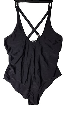 #ad IN#x27;VOLAND Women#x27;s Plus Size Swimwear Size 22 W Black One Piece Bathing Suit