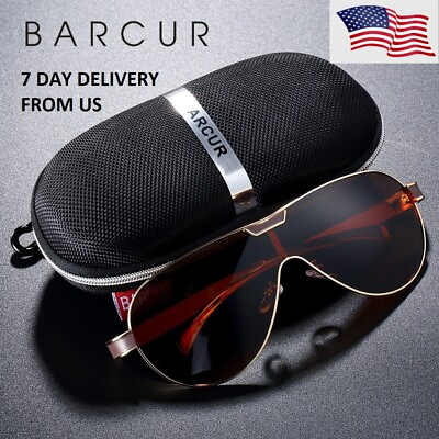#ad BARCUR Driving Polarized Sport Vintage Sunglass Eyewear For Men US Free Shipping