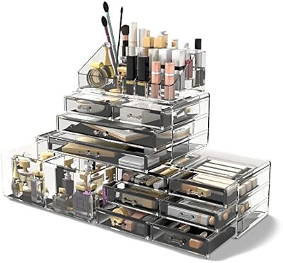 #ad Makeup Cosmetic Organizer Storage Drawers Boxes Case with 12 Drawers Clear