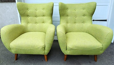 #ad Pair Of Mod Kiwi Wingback Armchairs by Article
