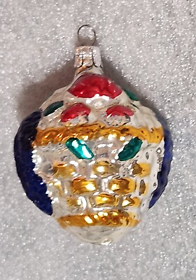 #ad Vintage Czech Republic Mercury Glass Basket Of Flowers Christmas Tree Ornament