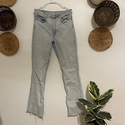 #ad Zara Light Wash Denim Flare Jeans High Rise Size 10 Trendy Mom blue pants $15.60