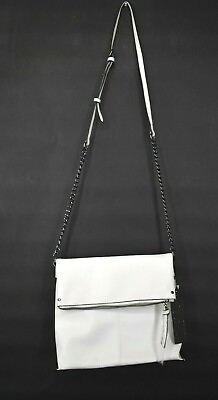 #ad Violet Ray Womens White Faux Leather Crossbody Bag Top Zip Adjustable Strap