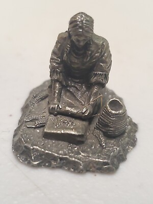 #ad Vintage 1983 Franklin Mint People Of American West Pewter Figure Indian Woman