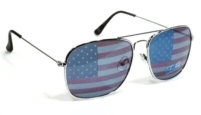 #ad NWT Patriotic USA Aviator Sunglasses Classic Men Women Square Metal Frame AVT120