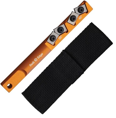 #ad Redi Edge Orange Aluminum 2 Position Sharpener Duromite For Straight Edge Knives