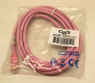 #ad QTY 10 C2G 10ft Cat6 Snagless Unshielded UTP Network Patch Cable Pink 04052
