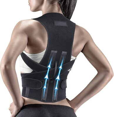 #ad Adjustable shoulder brace back Lumbar Support belt Posture Corrector men women