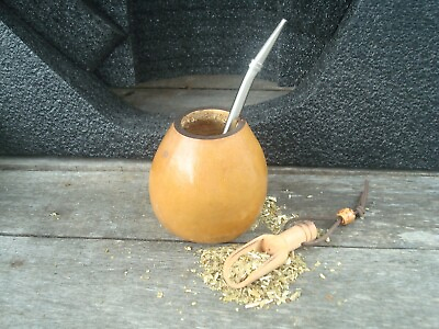 #ad Argentina Mate Gourd Natural Tea Mate Cup Straw BONUS Spoon Yerba Mate