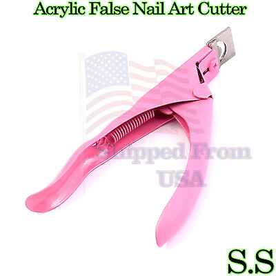 #ad Pro Acrylic False Nail Art Tips Cutter Clipper Pink B 778