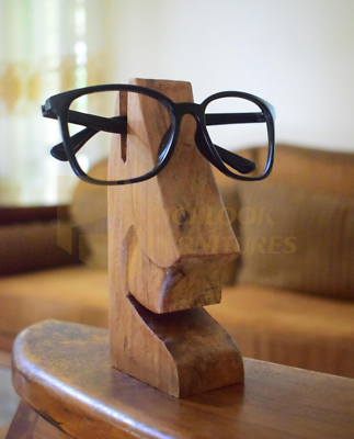 #ad Wooden Eye Glasses Holder Stand Hand Carved Reading Glasses Sunglasses Holder
