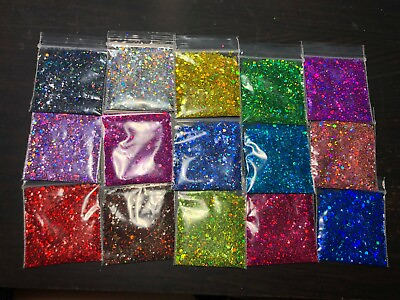 #ad Holographic Glitter Hexagon Mix 0.4MM 1MM 2MM pink blue Nail Art US seller