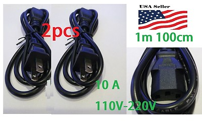 #ad 2pcs US Plug AC Power Cord Cable 1m 100cm 3FT 15A